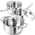 Stainless Steel Pot Set with Lids 1QT & 2QT & 3QT (1QT+2QT+3.1QT)