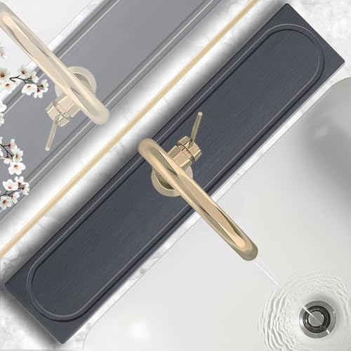 Faucet Mat for Kitchen Sink with Raised Feet (23.7" x 4" / Dark Gray Style 2)