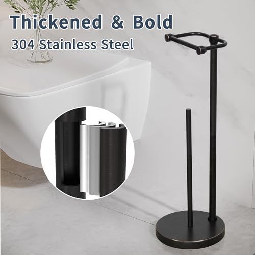 Toilet Paper Holder Stand (Oil Rubbed Bronze / Free Standing With Storage)