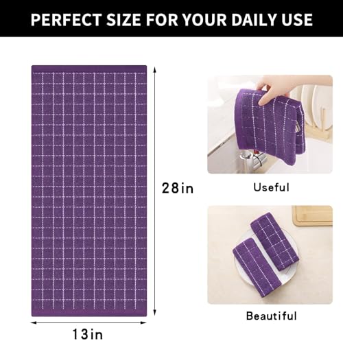 100% Cotton Terry Kitchen Towels (Purple / 13 X 28 - 6 Pack)