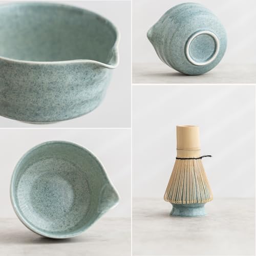Matcha Set Matcha Whisk Set Includes 17 oz Matcha Bowl (Blue)