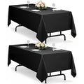 Washable Black Table Cloths for Rectangle 8 Ft Table (Black / 120" x 60"-2 Pack)