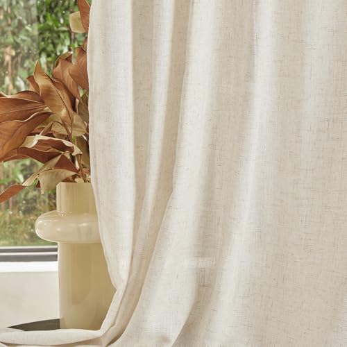 Kitchen Window Curtains Half Sheer Drapes 45 Inches Long (50"W x 45"L (Pack of 2) / Linen)