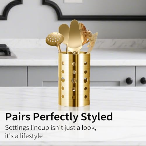 Cooking Utensil Set 11 Pcs Stainless Steel Kitchen Utensils Set Wok Utensils Kitchen Tool Set Spatula Set Heat Resistant Metal Kitchen Tools Ergonomic HandleEasy to Clean Dishwasher Safe (Gold)