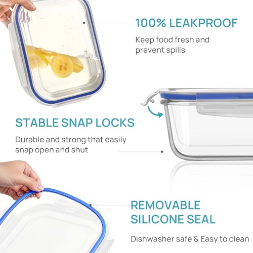 2Pack 2260ml 76.4oz Extra Large Glass Storage Containers (Blue / 76.4oz)