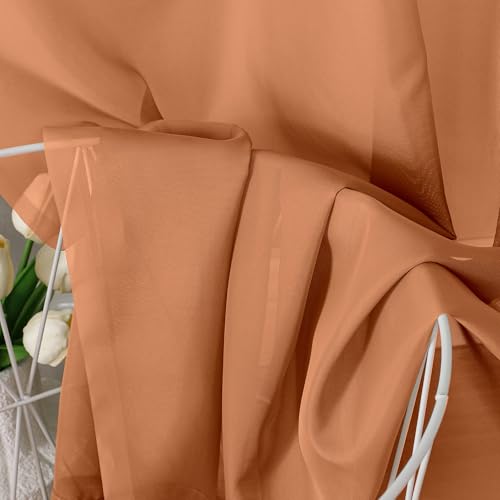 Orange Sheer Curtains 45 inches Long (42"W x 45"L (Pack of 2) / Orange)
