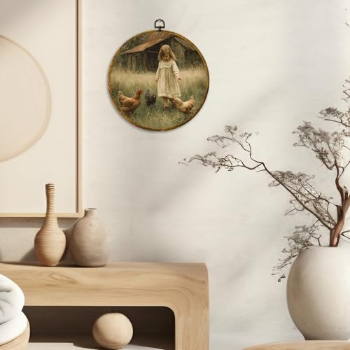 Vintage Rustic Farmhouse Round Wall Art (Colour 24)