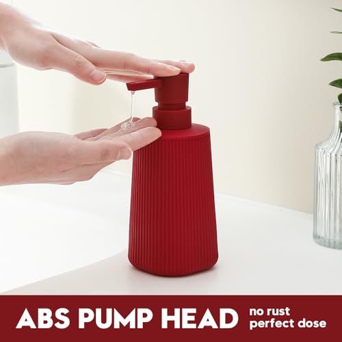 Small Soap Dispenser for Bathroom and Kitchen Matte Red (Red)