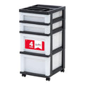 4 Drawer Rolling Storage Cart with Organizer Top (Black / 4 Drawer with Wheels)