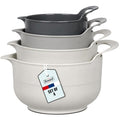 4 Pack Nesting Mixing Bowl with Pour Spout and Handle (Gray)