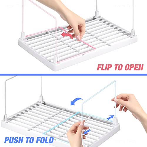 4 Pack Stackable Plastic Kitchen Storage Shelf Foldable Rack (4-Pack / White)