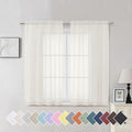 Ivory Living Room Sheer Curtains 54 inch Long 2 Panels Set (40"W x 54"L (Pack of 2) / Ivory)
