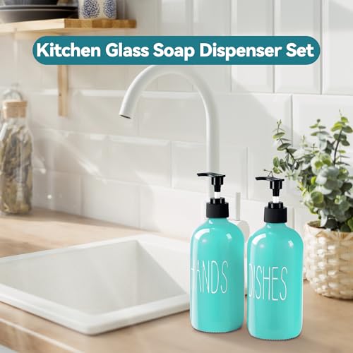 Glass Soap Dispenser Set 2 Pack (Turquoise)