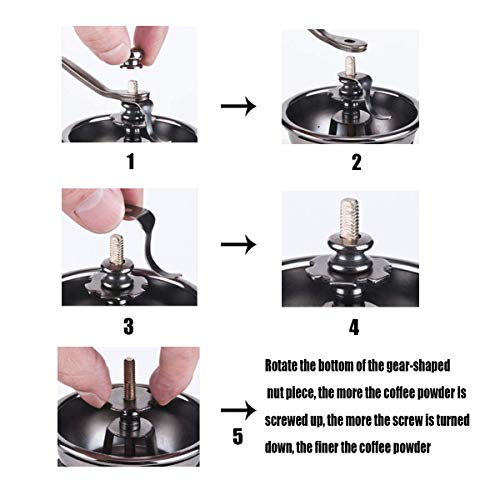 Manual Coffee Grinder Wood Vintage Antique Ceramic Hand Crank Coffee Mill With Adjustable Gear Setting Portable Hand Cleaning Brush Included (Wooden)