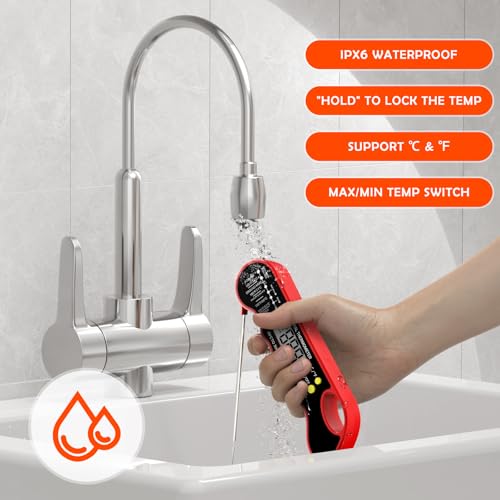 Instant Read Meat Thermometer (Dark Red)