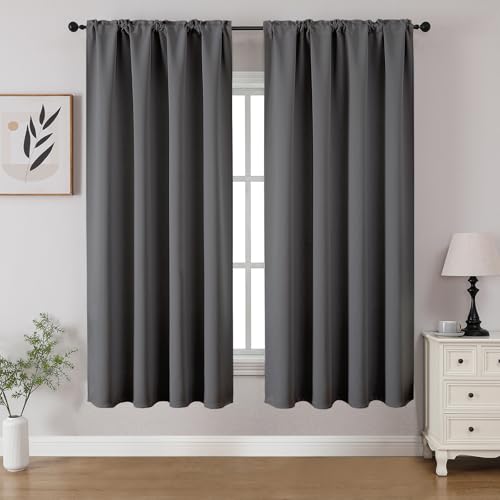 Light Grey Blackout Curtains 54 inch Length 2 Panels Set (Light Grey / 52"W x 54"L (Pack of 2))