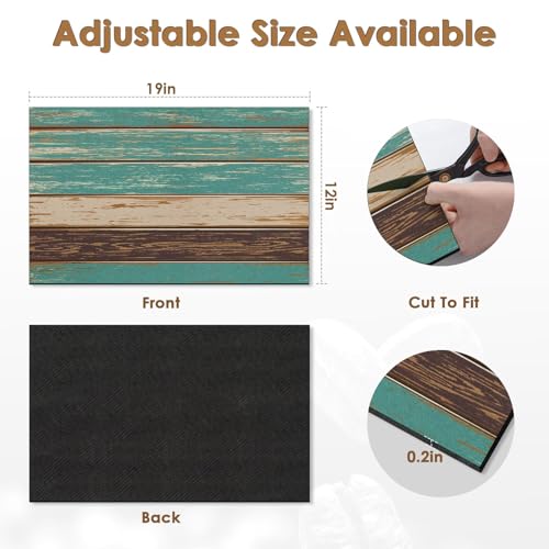Coffee Mat for Countertops (Farmhouse Teal Brown Wood)
