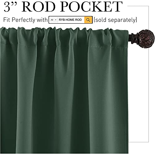 Cafe Blackout Curtains 24 inch Length for RV Camper Kitchen Window (Dark Green / 42"W x 24"L (Pack of 2))
