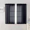 Black Sheer Curtains 48 Inch Length 2 Pcs (Black / 42"W x 48"L (Pack of 2))