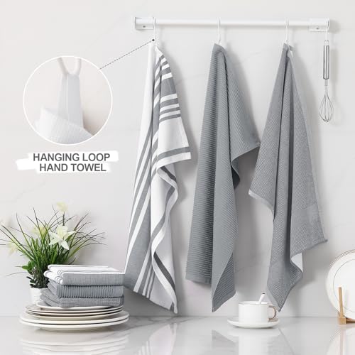 Cotton 380 GSM Premium Kitchen Towels (Grey / 18" X 28" - 3 Pack)