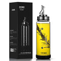 Glass Olive Oil Dispenser Bottle with Stainless Steel Spouts Shatterproof Glass Olive Oil Bottle 350ml Cooking Oil and Vinegar Cruet Bottle Container Carafe for Kitchen (11.8 Ounces / 350ml Sand Steel Color)