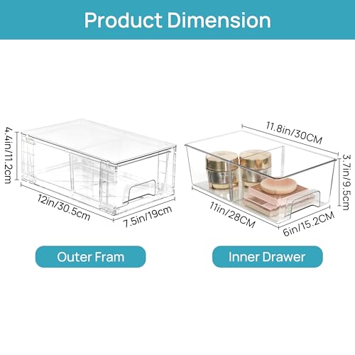 6 Pack Stackable Storage Drawers (6Pack 4.4"H-with Dividers)