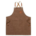 Chef Canvas Aprons with 3 Large Pockets Adjustable Strap for Men Women (Brown)