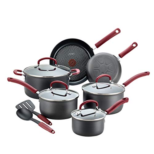 Ultimate Hard Anodized Nonstick Cookware Set 12 Piece (Hard Anodized Red Handle)