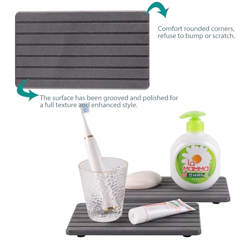 2 PCS Water Absorbent diatomite Coasters (9.5 x 5.5 inches / Dark Grey)