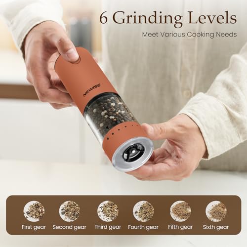 Electric Salt and Pepper Grinder Set (Brown)