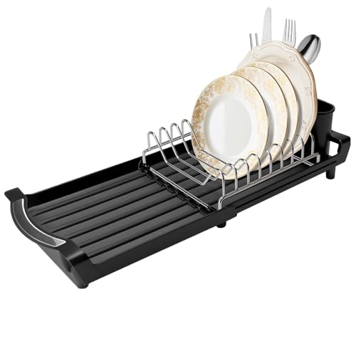 Dish Drying Rack Compact Expandable (Black / Single)