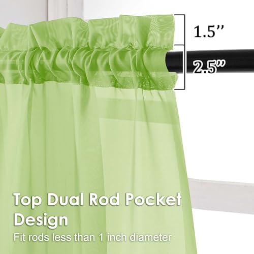 Sheer Curtains 63 inch Length 2 Panels Set for Bedroom Living Room (Lime / 42"W x 63"L (Pack of 2))