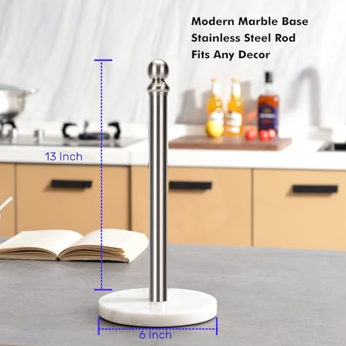 Paper Towel Holder Countertop with Heavy Marble Base (Brushed Nickel)