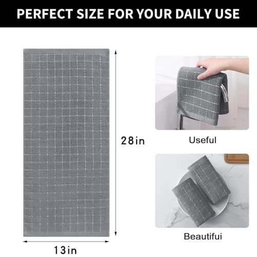 100% Cotton Terry Kitchen Towels (Grey / 13 X 28 - 4 Pack)
