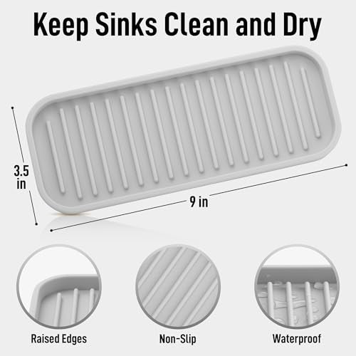9x3.5) Silicone Sponge Holder for Kitchen Sink - Flexible Multipurpose Soap Tray - Sink Organizer for Kitchen, Bathroom, Makeup, Trinkets & More (White) (White (Medium) / Medium (9x3.5))