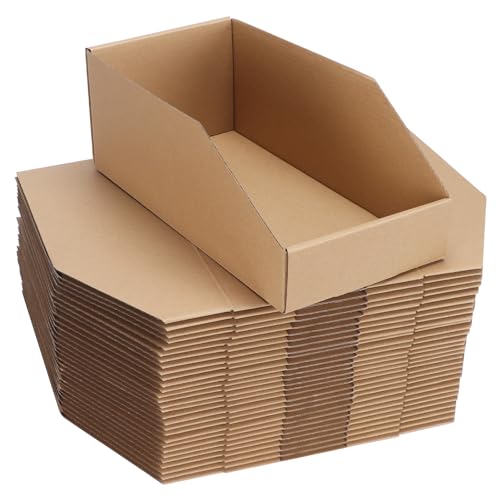 Corrugated Cardboard Storage Bins (12x6x4.5 inch / Brown)