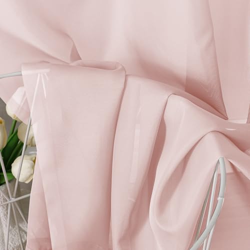 Blush Pink Sheer Curtains 84 Inches Long 2 Panels Set for Living Room (59"W x 84"L (Pack of 2) / Blush Pink)