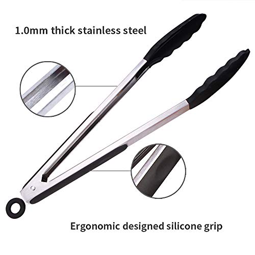 Kitchen Tongs Set of 2 Silicone Tongs in Pinch Test Grade
