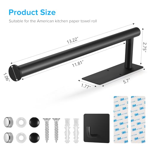 Paper Towel Holder Under Cabinet (Black_2nd Gen)