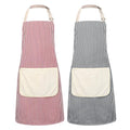 2 Pack Striped Kitchen Aprons with Detachable Hand Wipe