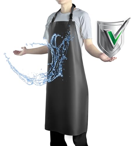 Waterproof Apron with Comfortable Adjustable Bib (Black)
