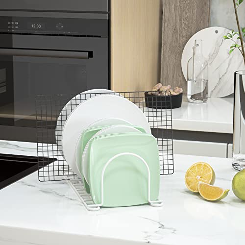 Plate Rack for Cabinet (White /pot lids holder (6 slot))