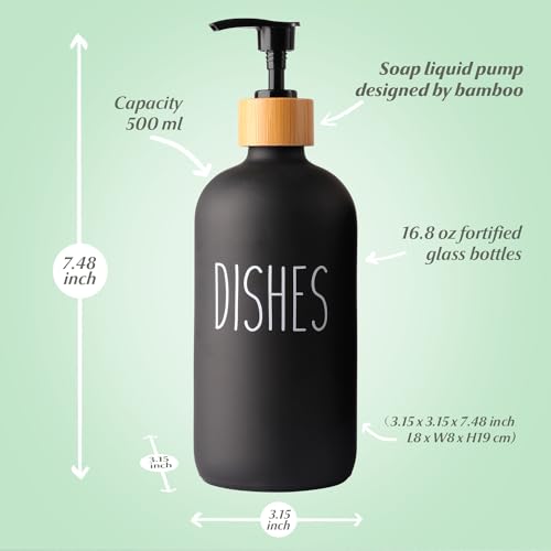 Black Glass Kitchen Soap Dispenser (C04-black-dishes)