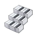 Wardrobe Clothes Organizer 7 Grids Portable Closet Organizer Mesh Separation Storage Box Foldable Closet Drawer Organizer for Underwear Socks Scarves Leggings (Grey / 3 Leggings Grid)