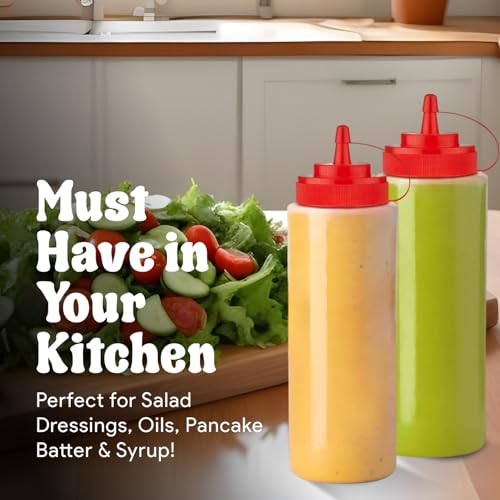 24 oz Large Condiment Squeeze Bottles for Sauces (24oz 4 Pack)