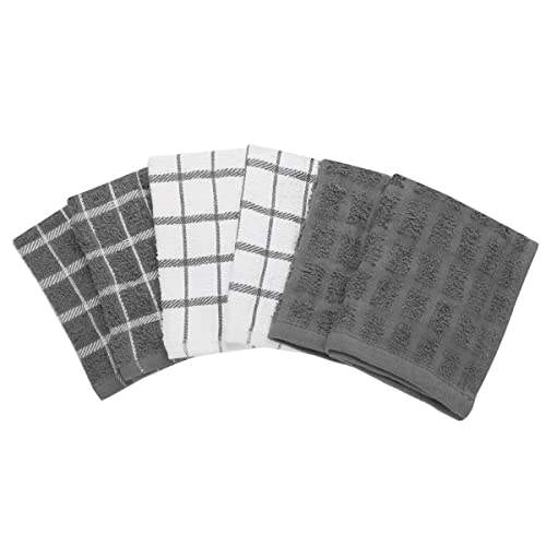 Terry Check Dish Cloth Set (Gray / 6-Pack - Dish Cloths)