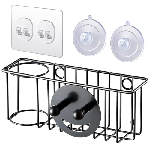 3-IN-1 Multiuse Sponge Holder for Kitchen Sink, Sponge Caddy for Scrub Daddy/Scrub Mommy Smiley Face, Sink Organizer Accessories for Dish Brush, Scrubber - with 2 Suction Cups & 1 Adhesive Hook (3-in-1 / Black Smiley Face)