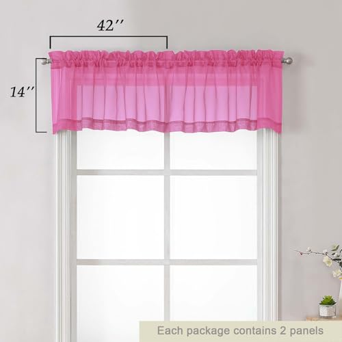 Hot Pink Valances for Windows (Hot Pink / 42"W x 14"L (Pack of 2))
