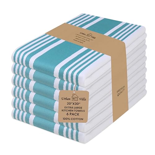 Kitchen Towels Cotton Dish Towels 20”x30” (20" x 30" (Set of 6) / 018 Teal/White)