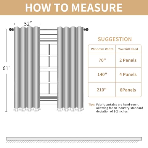 Sage Green Boho Blackout Curtains 2 Panels with Tassels 52W X 61L (Sage Green / 52"W x 61"L (Pack of 2))